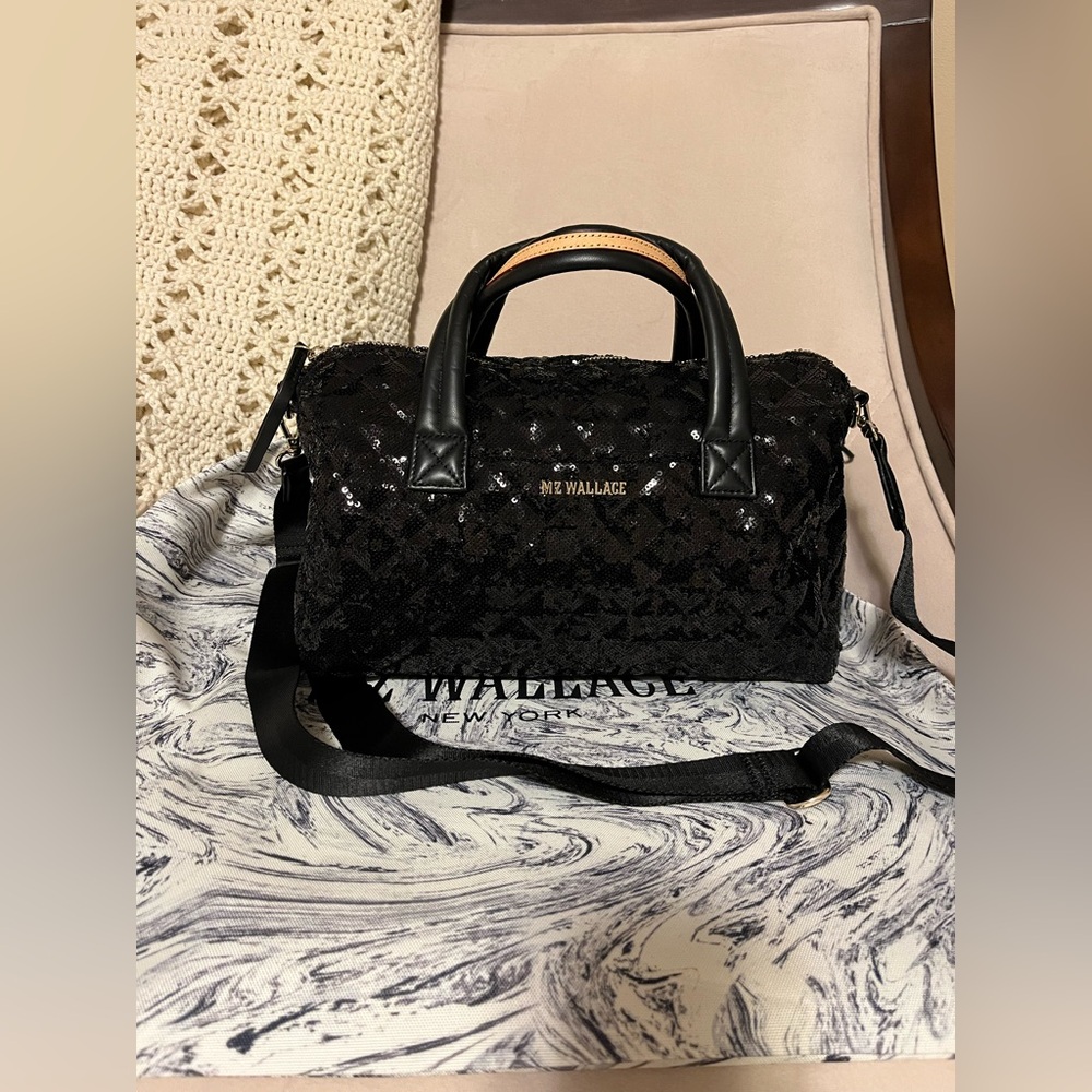 Black sequin MZ Wallace boston bag